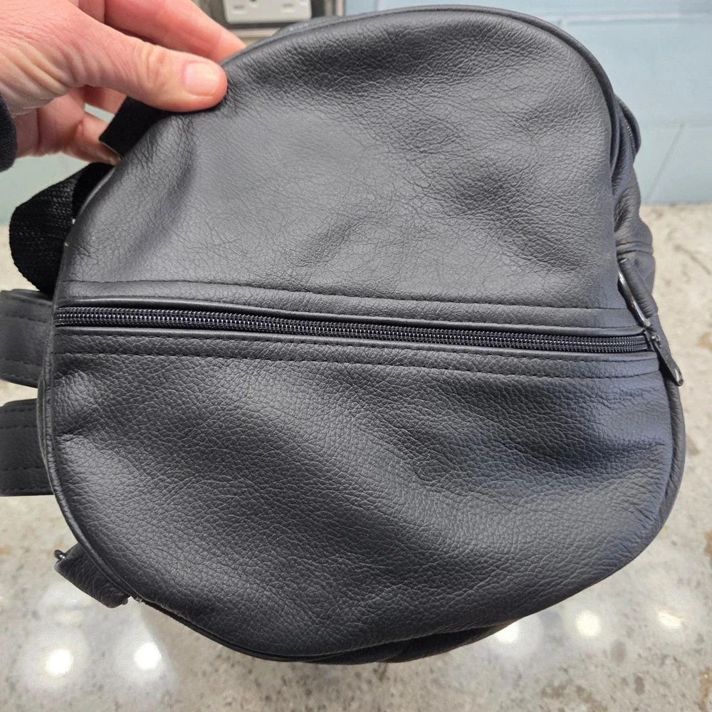 NEW Black Leather Motorcycle Saddle Bag Travel Weekend Overnight‎ Pockets